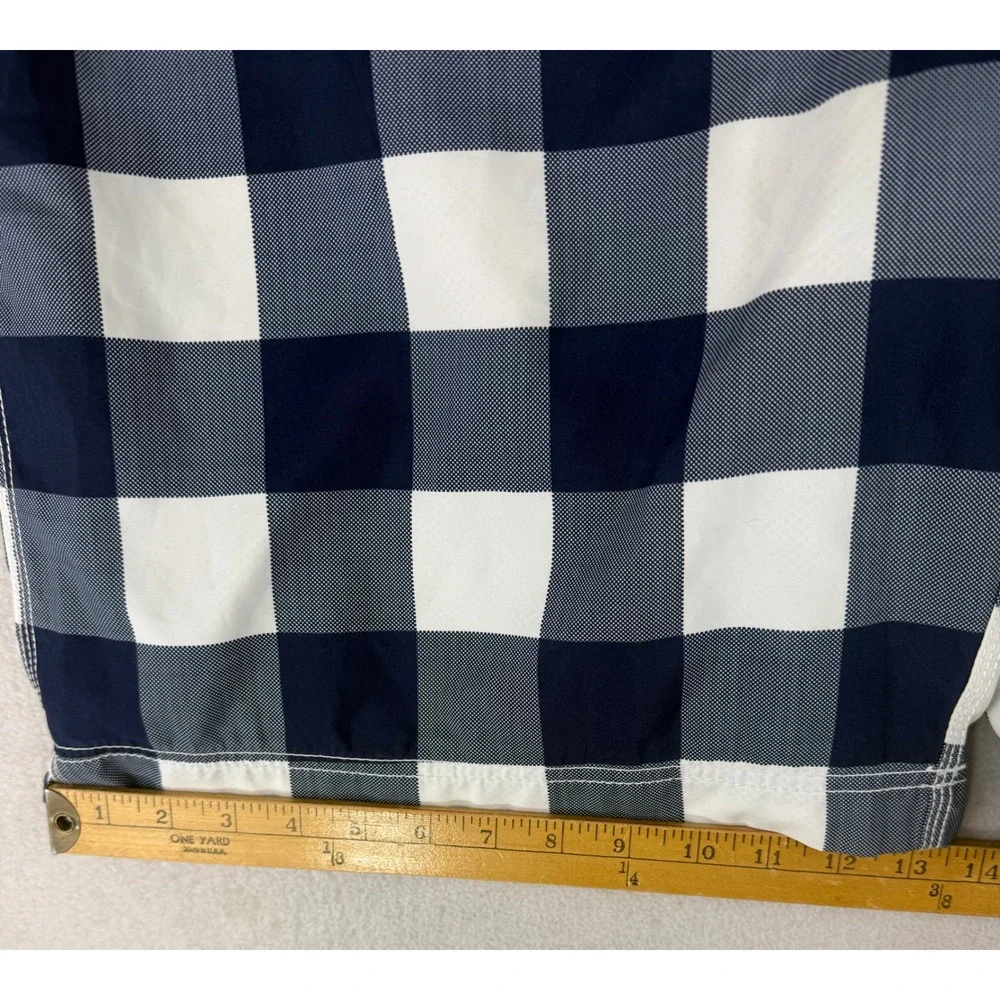 American Eagle Swim Trunks Mens XL Navy Blue White Buffalo Plaid Board Shorts